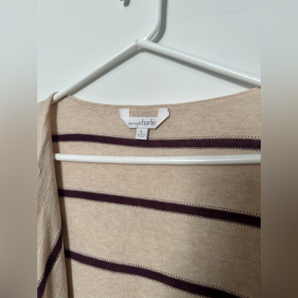 Cute striped three quarter 3/4 length sleeve cardigan size L - Picture 5 of 7